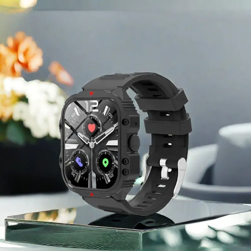 2024 Outdoor Military  Waterproof Smart Watch Men  Battery Heart Rate Sports Fitness Watches Bluetooth Call Smartwatch