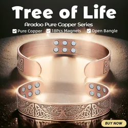 Vintage Pure Copper Cuff Bracelet 18Pcs 3500 Gauss Strong Magnetic Therapy Open Bracelet