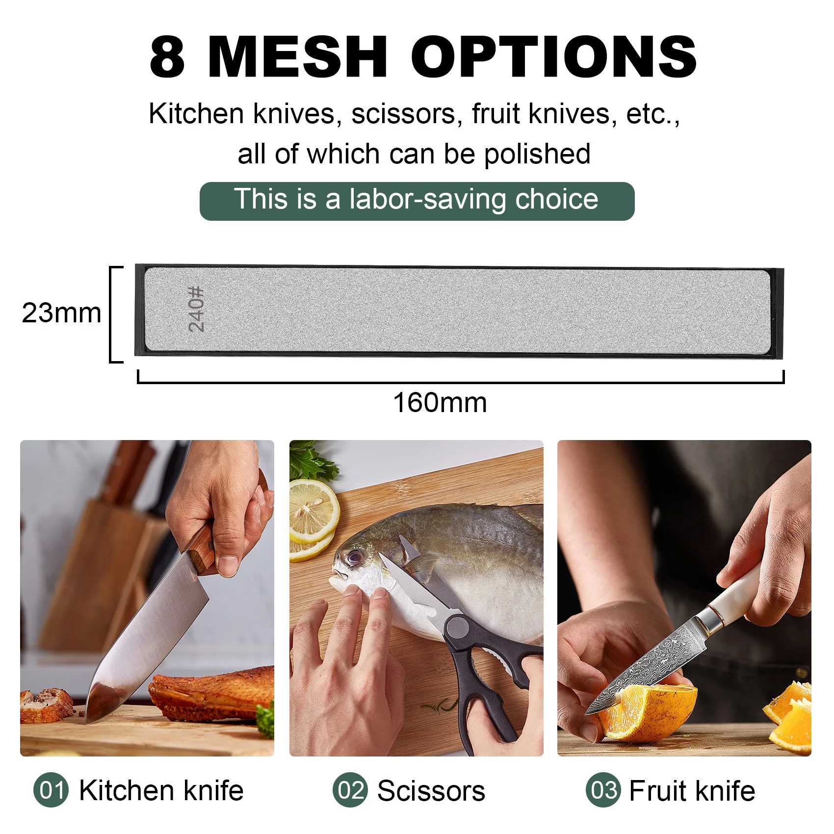 AT05-8Pcs Diamond Stone Bar Knife Sharpener Fixed Angle Sharpening Diamond Whetstone Kitchen Frinding Blade Sharpening