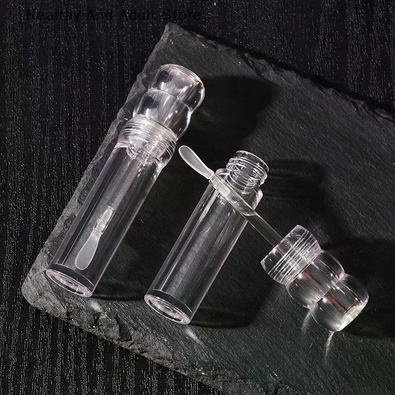 Empty 3.5ml Transparent Lipgloss Tubes With Silicone Brush Round Cosmetic Lipgloss Tube Clear Lip Balm Bottle Refillable