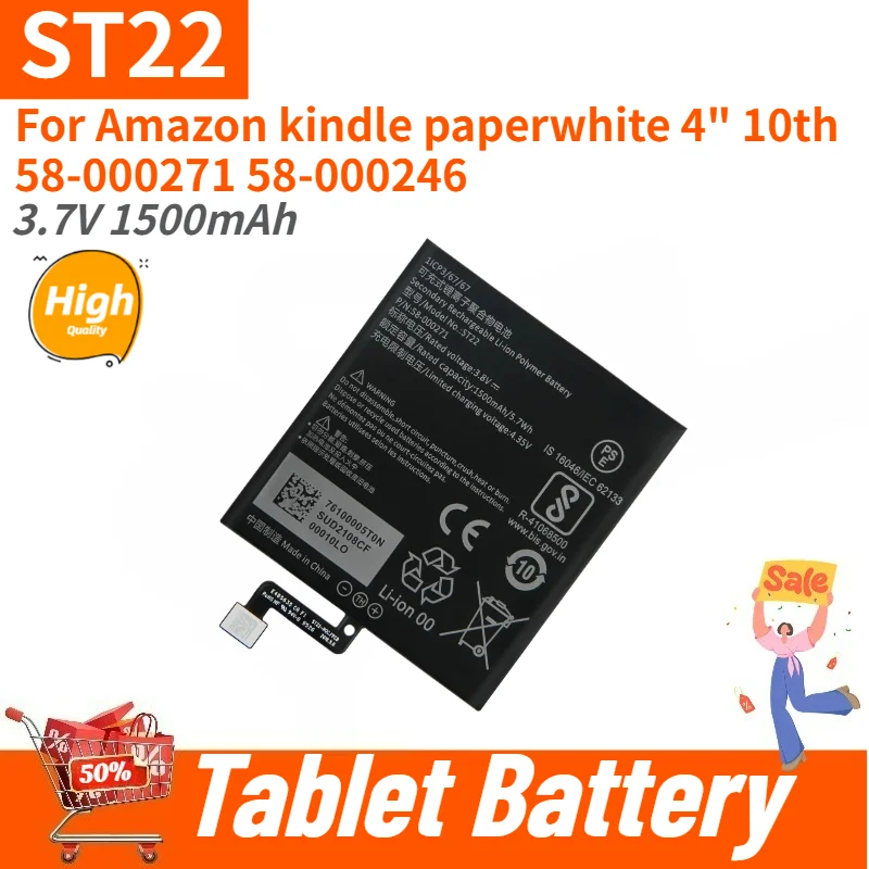 High Quality ST22 Tablet Battery 3.7V 1500mAh For Amazon kindle paperwhite 4 58-000271 58-000246 Brand New Replacement Battery