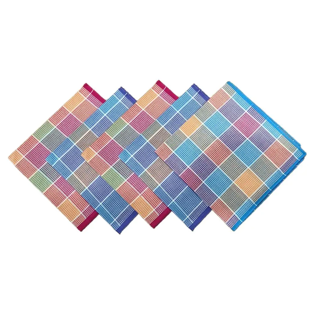 

5x Cotton Plaid Handkerchief Handkerchiefs Mixed Color Square