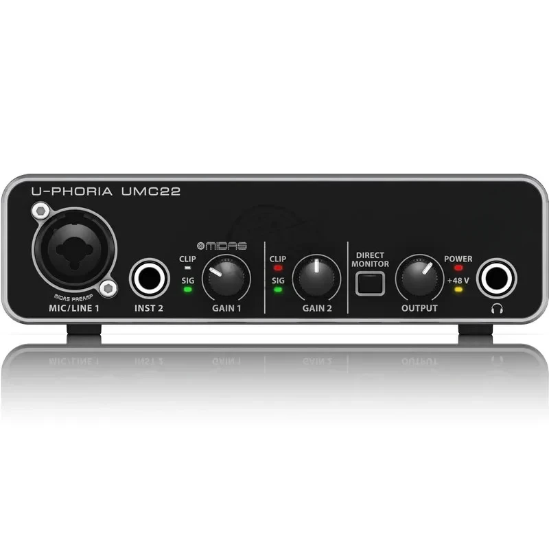 BEHRINGER UMC22 / UM2 Interface de áudio Microfone Amplificador de fone de ouvido Gravação Placa de som