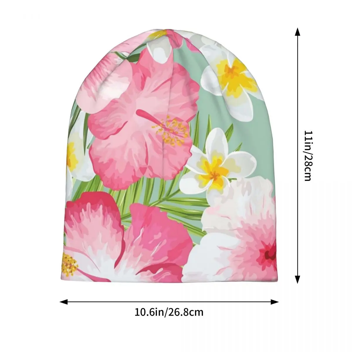 

Tropical Hibiscus And Plumeria Flowers Warm Knitted Cap Fashion Bonnet Hat Autumn Winter Outdoor Beanies Hats Men Women Adult