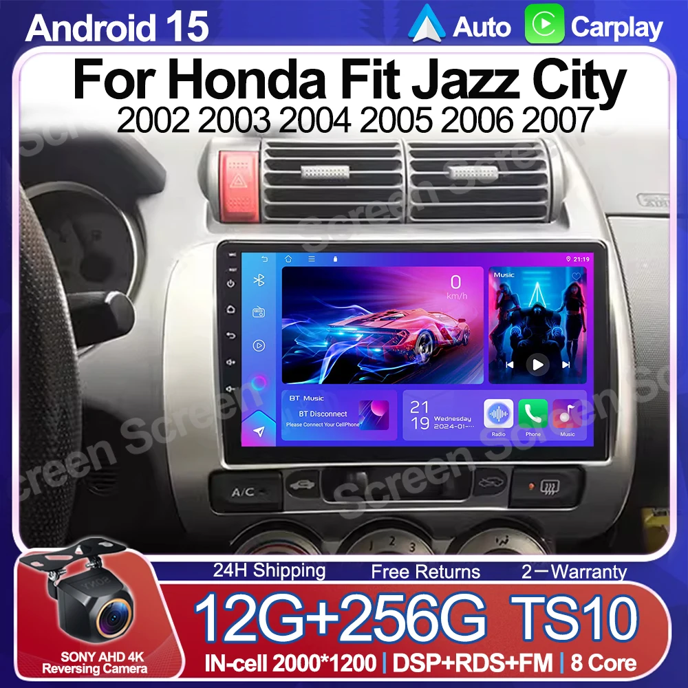 

Android 15 Car Radio For Honda Fit Jazz City 2002 2003 2004 2005 2006 2007 Multimedia Video Player Navigation GPS 5G Carplay RDS