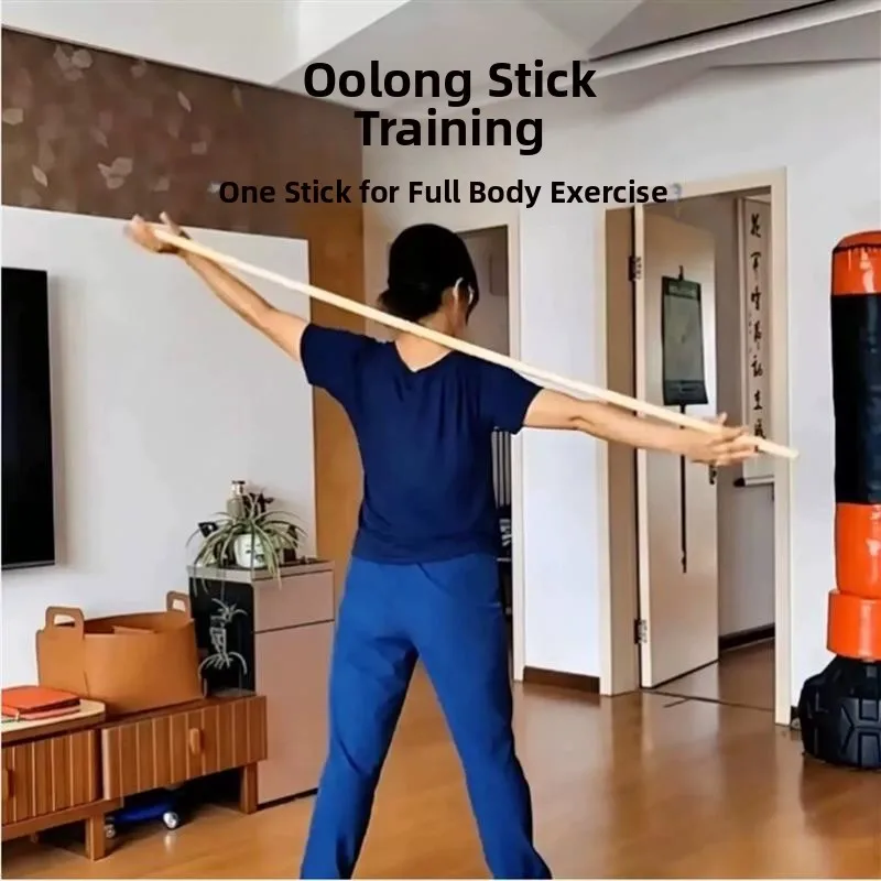 Real Wood Oolong Disk Stick Fitness Yoga Stretching White Wax Bar Shape Training Stick Back Opening Shoulder Opening