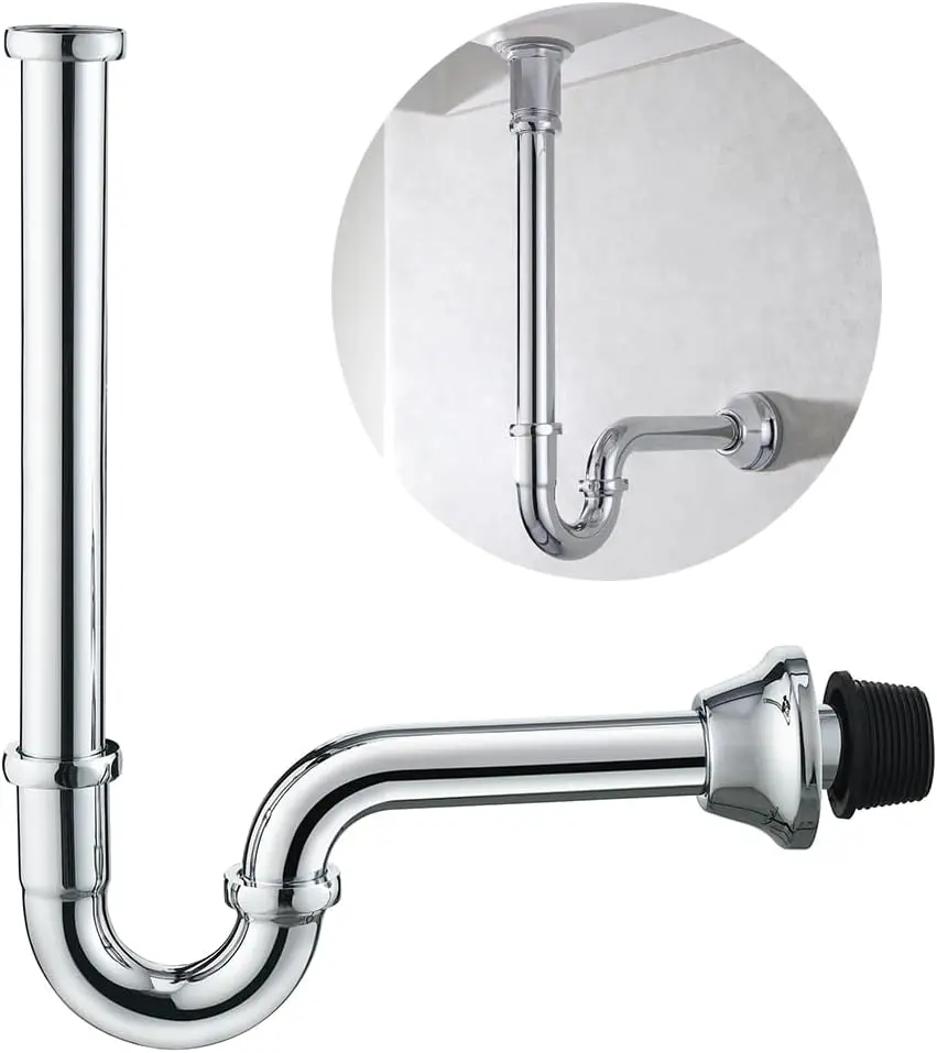 

Brass P Trap U-Shape 1 1/4 inch Sink Drain Pipe with Slip Joint Extension Tub,12 inch Vertical Pipe length Adjustable He