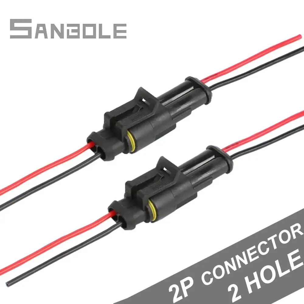

10pcs Terminal Waterproof Connector For Automobile Special Vehicle Wire Plug 2P Butt Plug With Wire Between Male And Female
