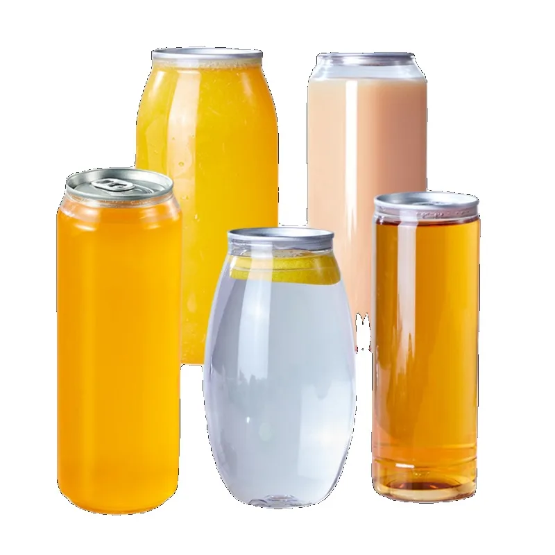 Disposable Clear Plastic Bottle Cans Custom Logo Transparent Empty Beverage Containers for DIY Packaging and Party Favors