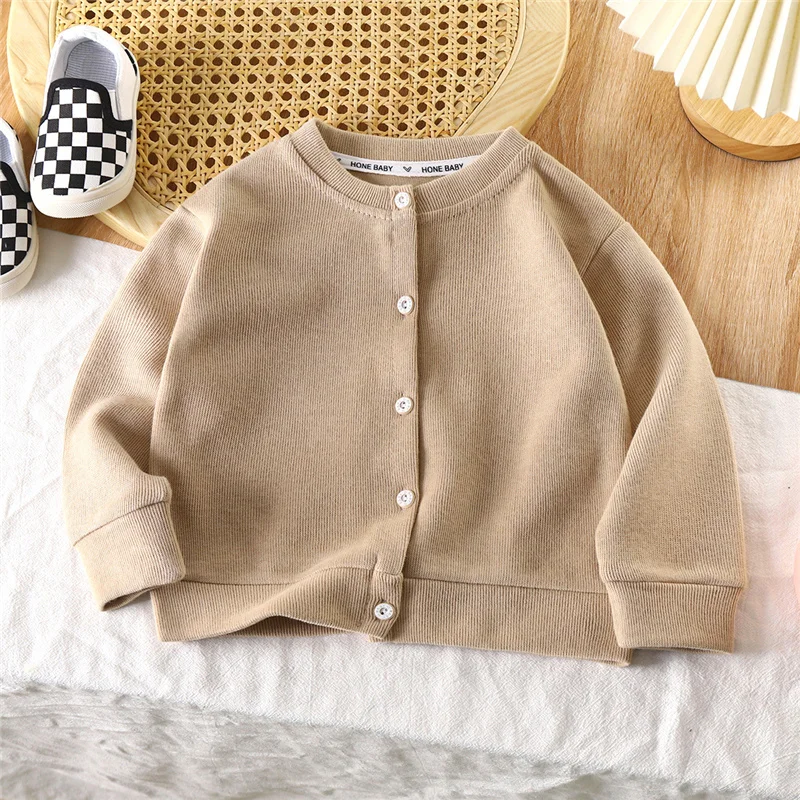 Autumn Cardigan Coats New Kids Single-breasted Cotton Outerwear Spring Knitwear Baby Boys Girls Knit Clothes 1-8 Years