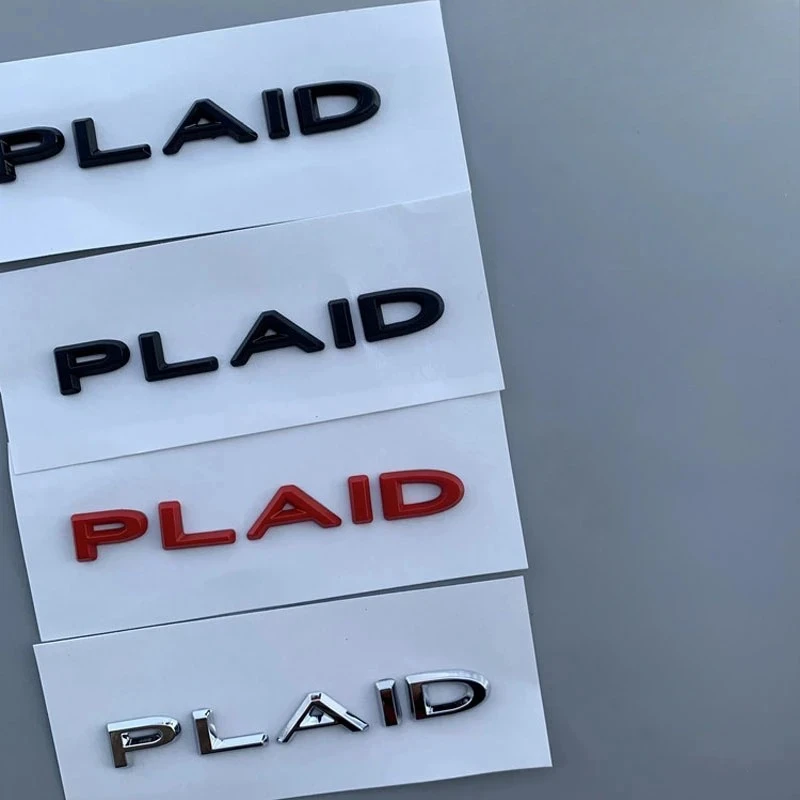 

Plaid Logo Stickers for Tesla Model 3 S X Y ABS Zinc Alloy Decals PLAID Badge Version Performance Trunk Emblem Car Decoration