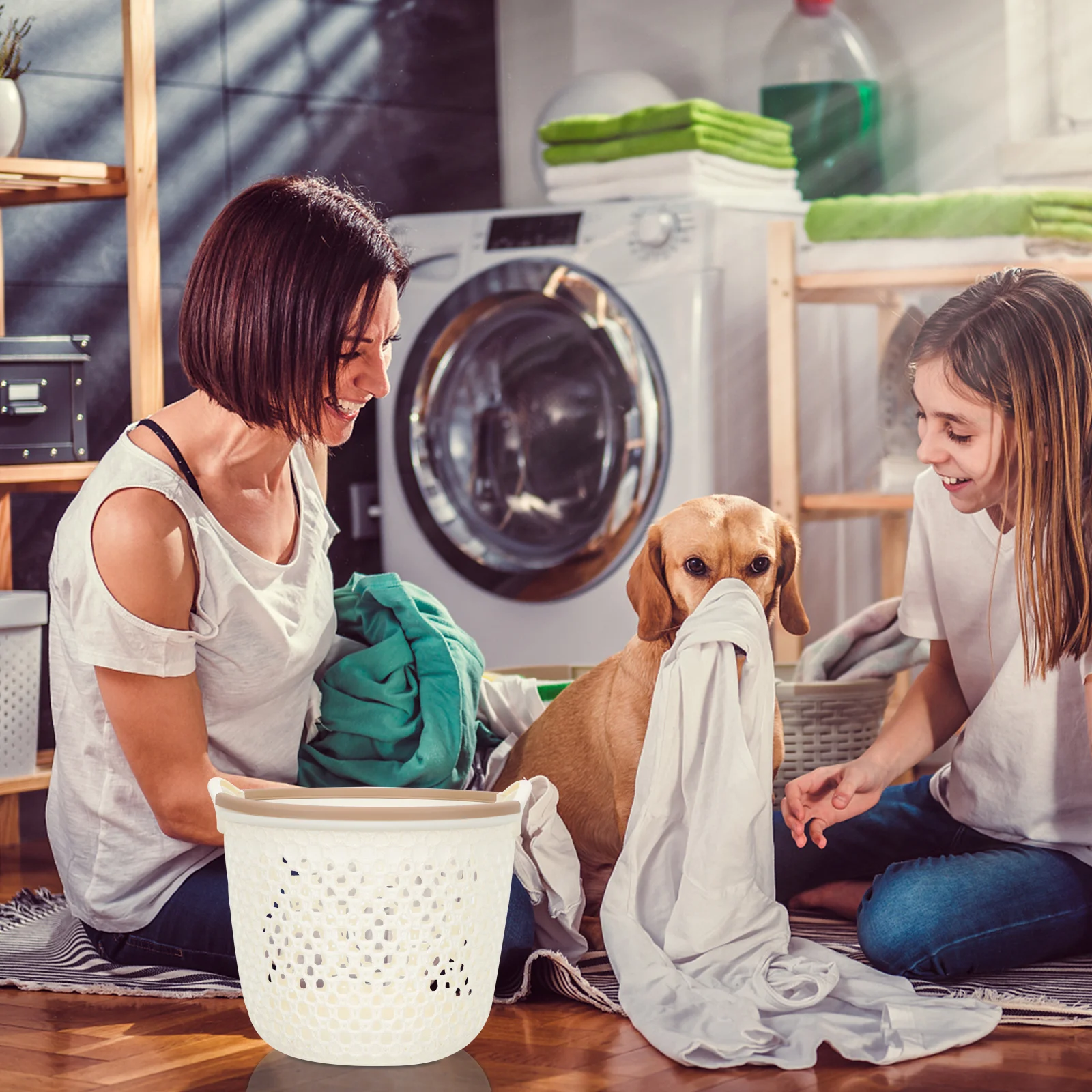 

Waterproof Plastic Laundry Basket Tall Thin Storage Bin Large Capacity Dirty Clothes Container Hollow-Out Design Bedroom