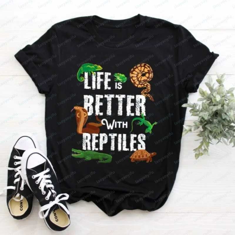 Camiseta Life Is Better with Reptiles, regalo para amantes de las mascotas reptiles, camiseta para fanáticos de las mascotas reptiles, camiseta de regalo para iguana, camaleón, tortuga, serpiente, rana