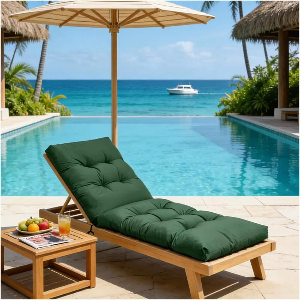 Waterproof Outdoor Lounge Chair Cushions, 74.4 x 22 x 4.7 Inches for Patio Chaise Lounger