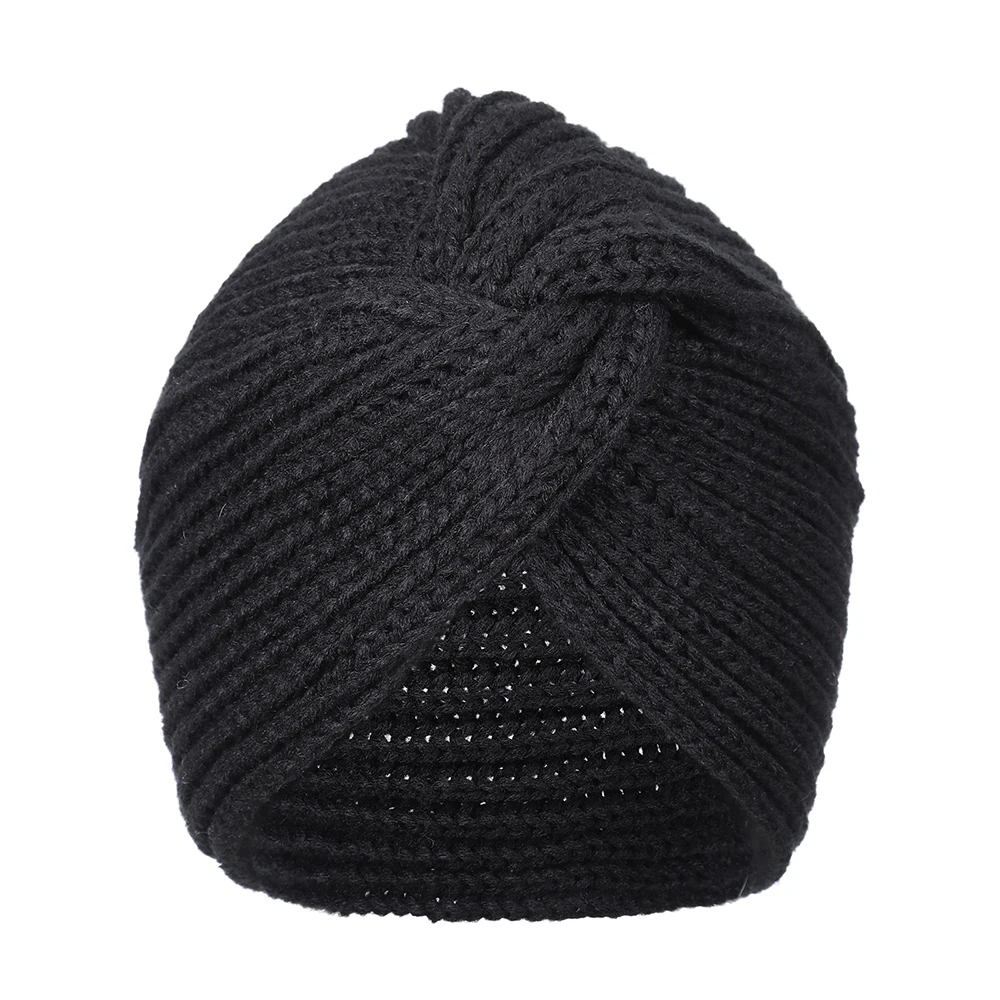 New Women Knit Cashmere Baotou Hat Muslim Hat Elasticity Turban Winter Full Wrap Warm Hat Indian Hat Headband Hair Accessories