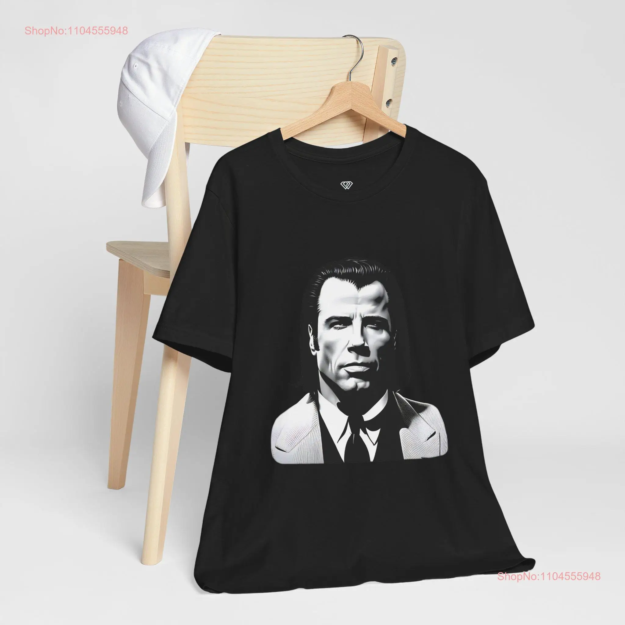 Vincent Vega T Shirt Pulp Fiction John Travolta Movie Fan Black and White Artwork Apparel Vintage long or short sleeves