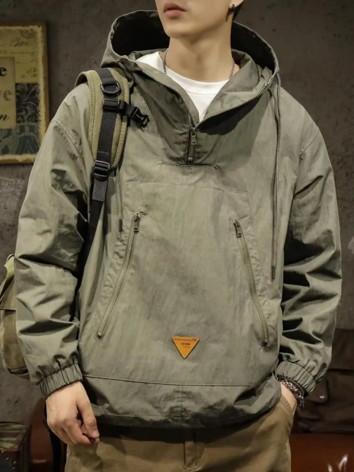 

Мужская ветрозащитная толстовка большого размера для активного отдыха, весна-осень, в американском стиле, функциональная, для горного туризма и работы