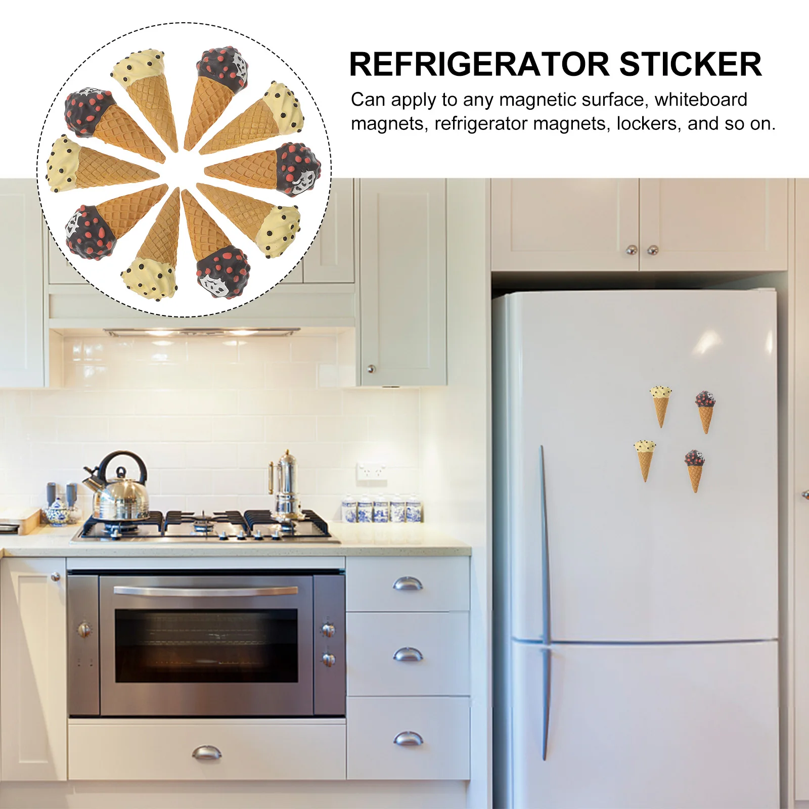 

10Pcs Ice Cream Fridge Magnets Adorable Creative Decor for Refrigerator Whiteboard Magnetic Sticker Kitchen Fridge Accessories