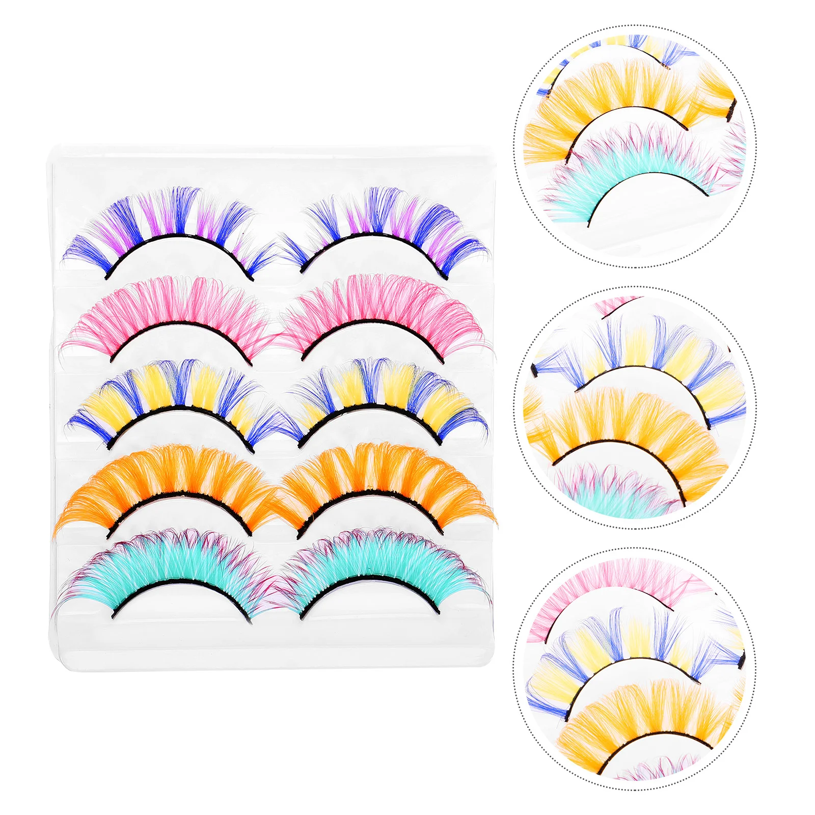 5 Pairs Fake Eyelashes Colored False Makeup Accessories Individual Fluffy Natural