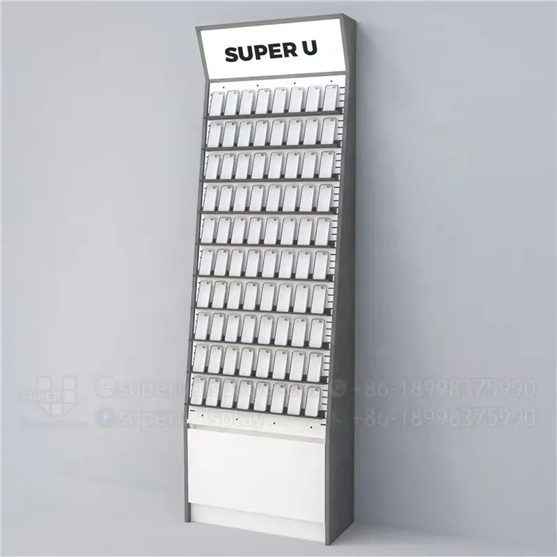 Retail store custom adjustable metal pole mobile phone accessories display rack
