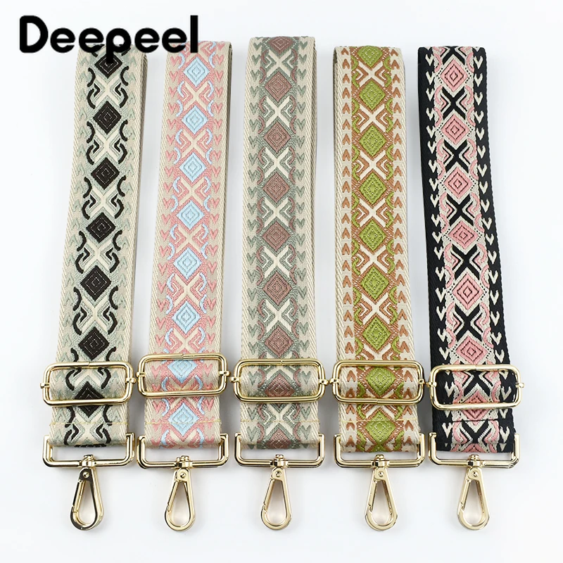 1Pc Deepeel 5cm Wide Embroidered Bags Strap Women's Handbag Crossbody Shoulder Replace Straps Adjustable Belt Bag Accessories