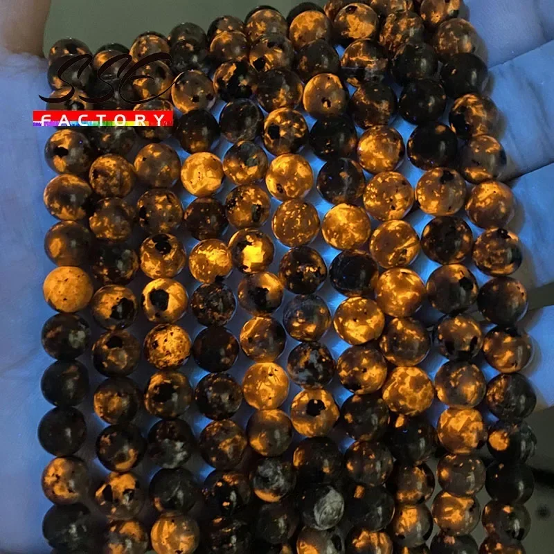 100% Natural Flame Stone Beads Yooperlite Fire Sodalite Round Loose Spacer Beads for Jewelry Making DIY Bracelets Necklaces 15\'\'