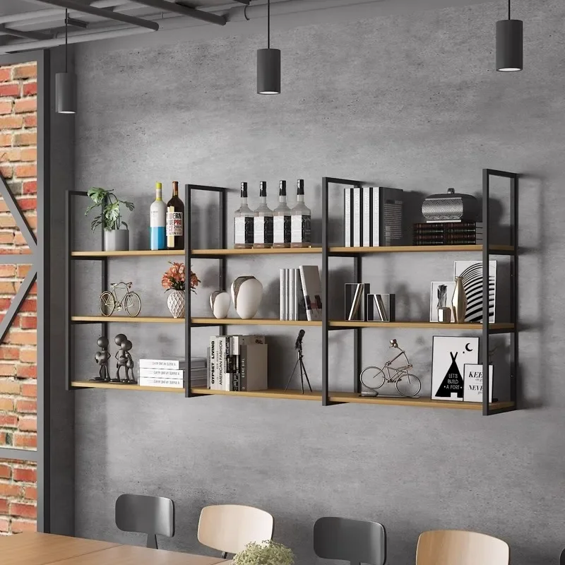 Wall shelf Bookshelf Wrought iron wall display shelf Multi-layer shelf Simple industrial style