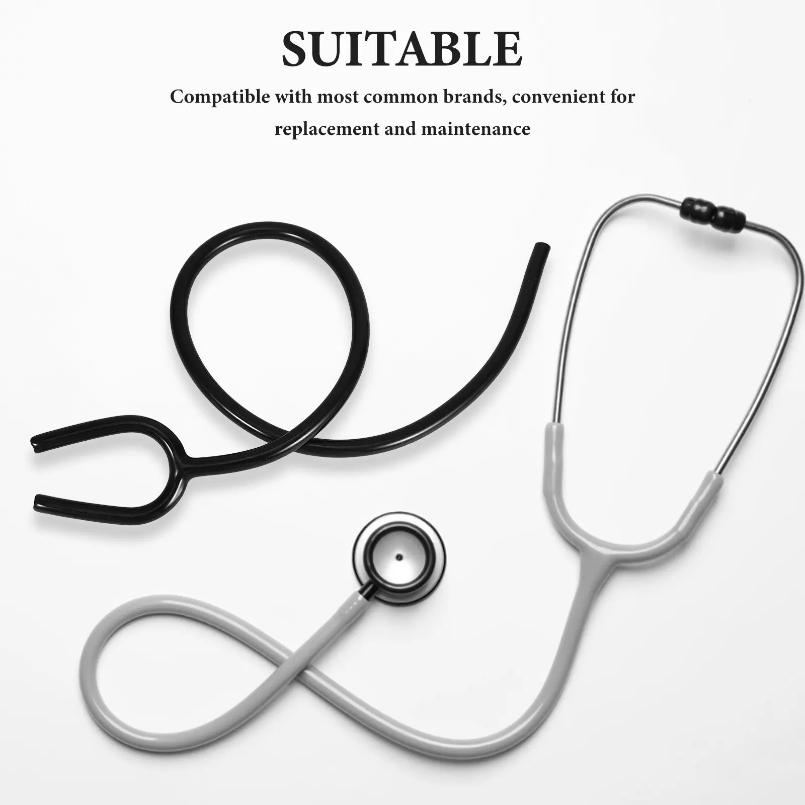 2Pcs Stethoscope Accessories PVC Replacement Tubing Y-Shaped Flexible Design Black Accurate Sound Transmission Compatible Most