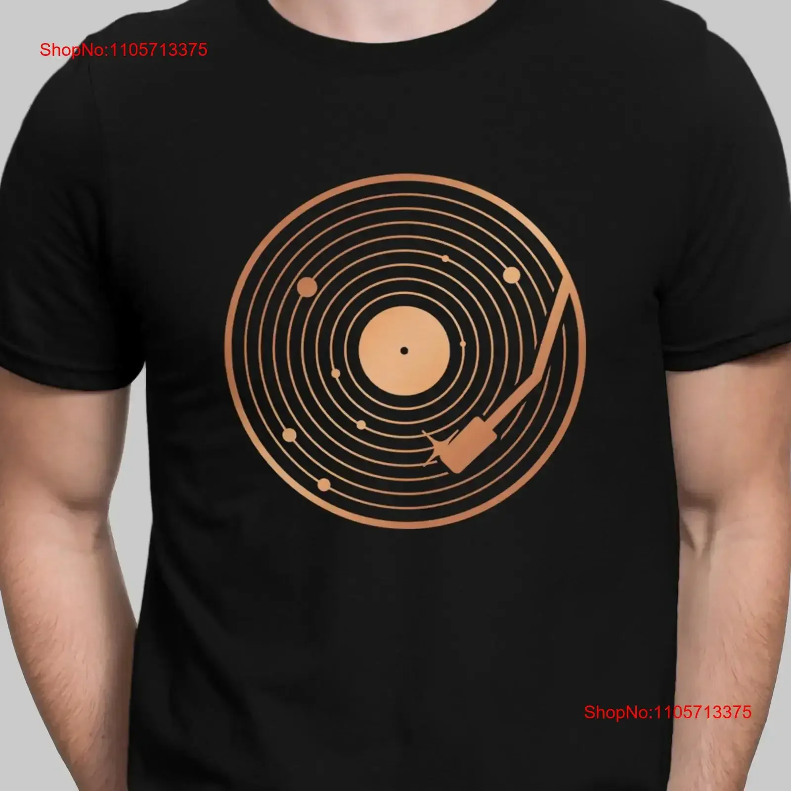 Solar System Vinyl Space Record Gold T Shirt vintage Washed Top For Everyday Wear graphic Unisex streetwear Stretched