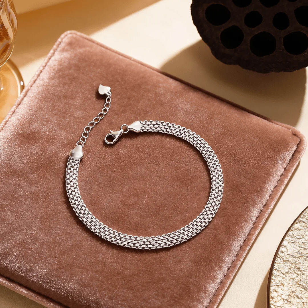 Temperament 925 sterling Silver Bracelets Lovely Mesh chain for Women men Wedding Versatile Jewelry Fashion Chain Holiday gifts