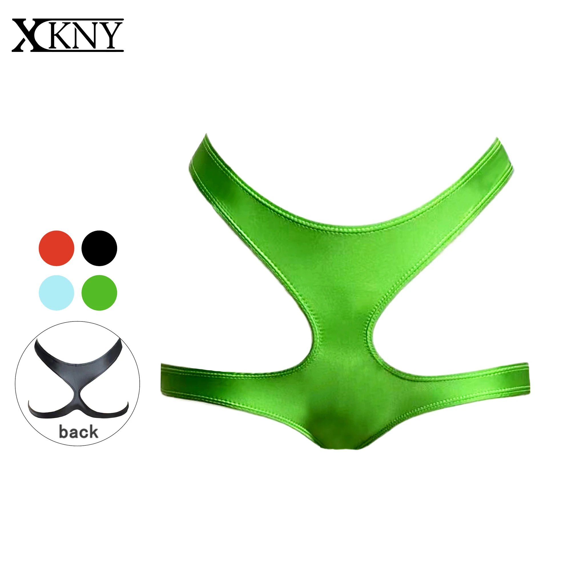 

XClocKNYoung satin glossy thongs bandage trousers solid glossy pants bikini high split sexy Leggings Bikini Sports underwear