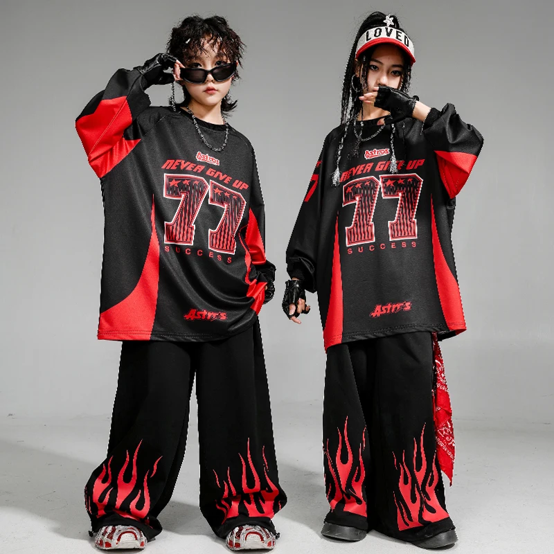 

Boys Hiip Hop Outfits Loose Shirt Jogges Pants Girls K-pop Street Dance Pants Children Streetwear Kids Sportwear Clothes Sets