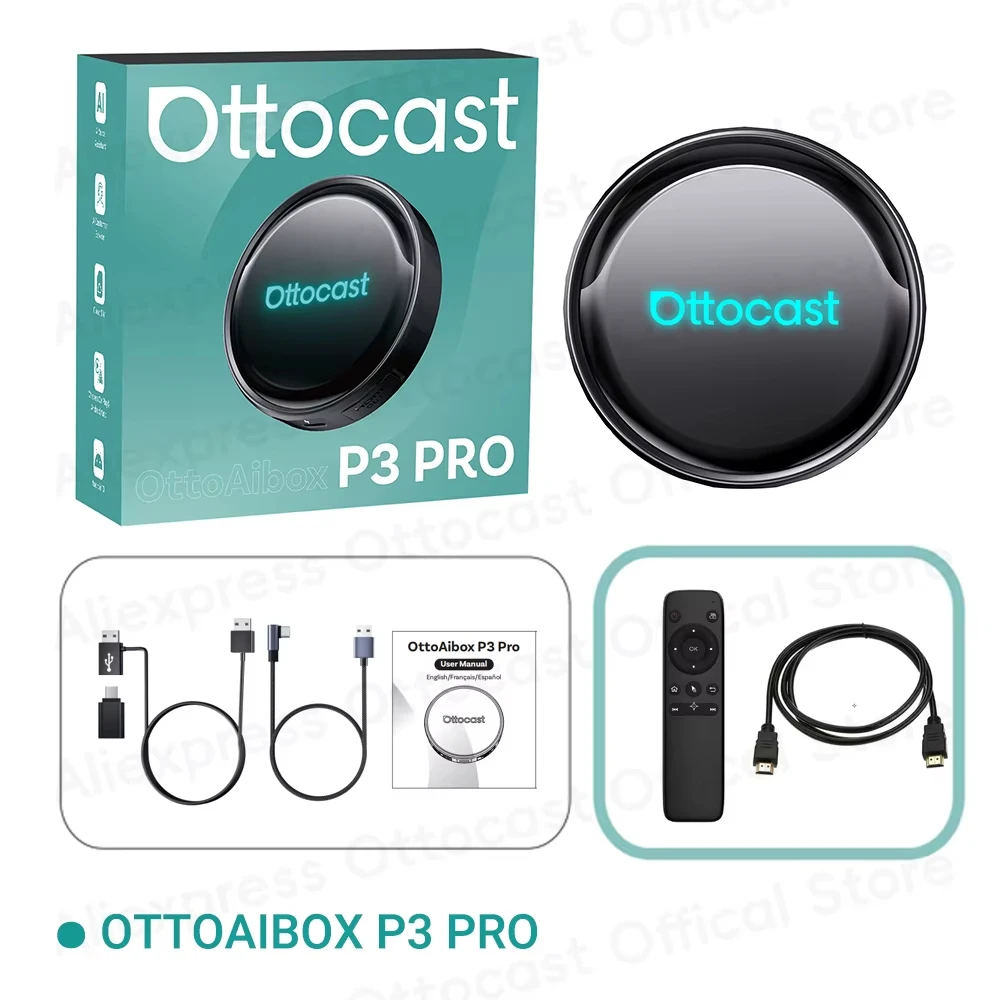 OTTOCAST P3 PRO AI Box Android TV Box voor HDMI-uitgang Draadloze CarPlay Android Auto Auto-accessoires voor Toyota VW Honda Kia Benz