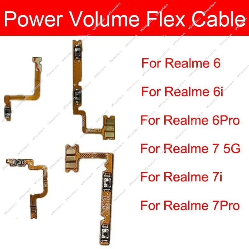 Power Volume Flex Cable For Oppo Realme 6 6i 6Pro 7 7i 7Pro 4G 5G Power Volume Side Key Mini Button Flex Ribbon On Off Parts