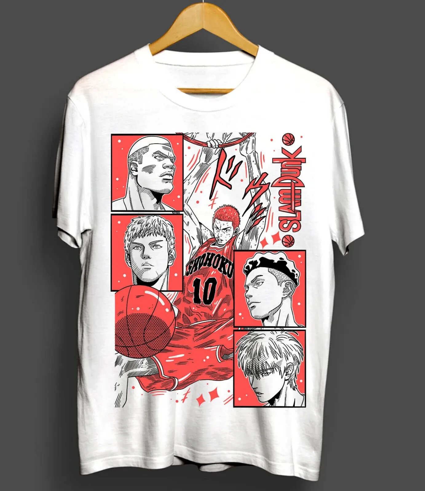 

Футболка slamdunk, аниме slamdunk, рубашка hanamichi sakuragi, рубашка shohoku, slam d