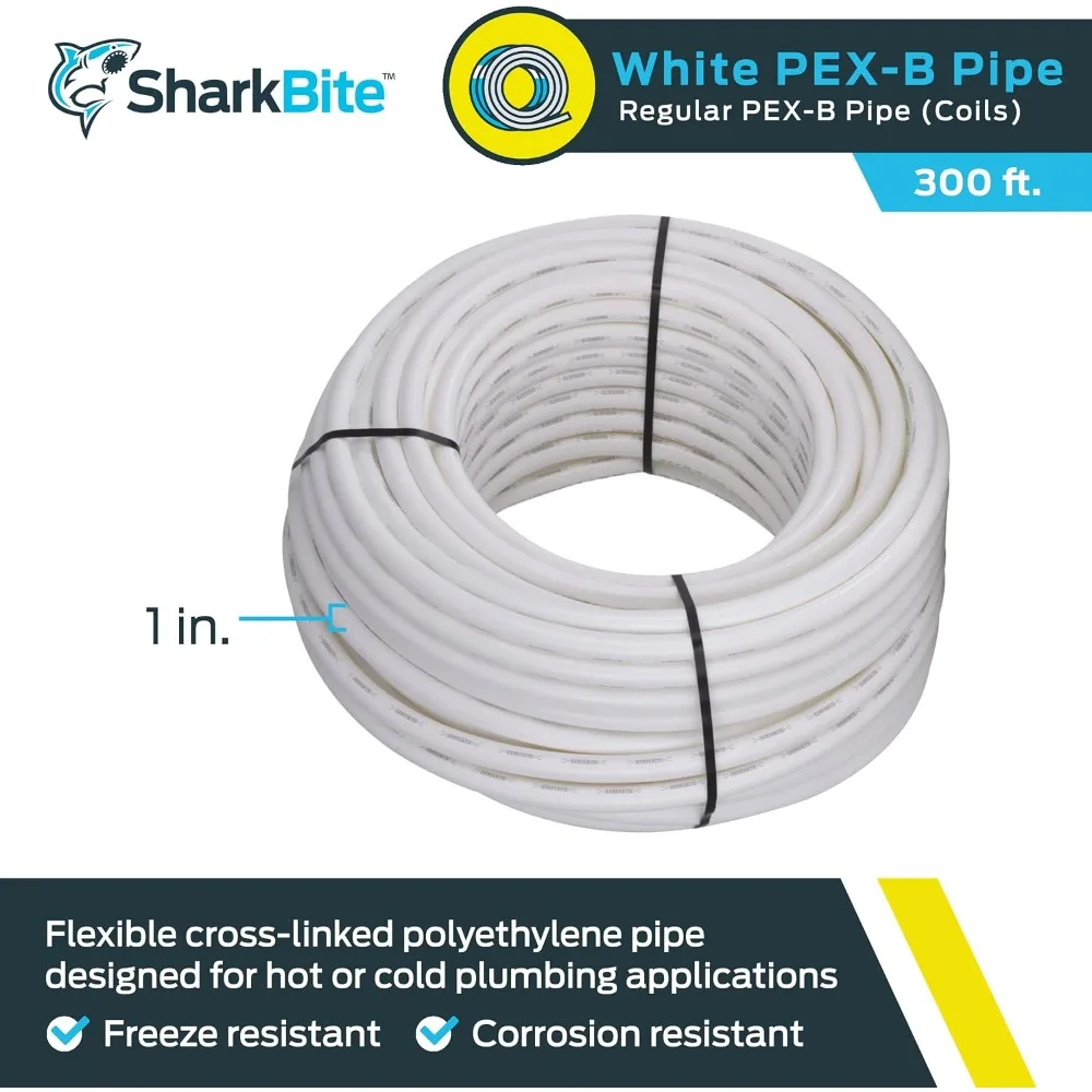 1 Inch x 300 Feet White PEX-B, PEX Pipe Flexible Water Tubing for Plumbing, U880W300