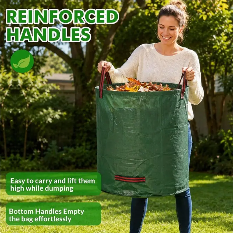 ABKL-Foldable Heavy-Duty Garden Bags Stand-Up Yard Waste Container For Leaves, Grass Clippings And Lawn Debris