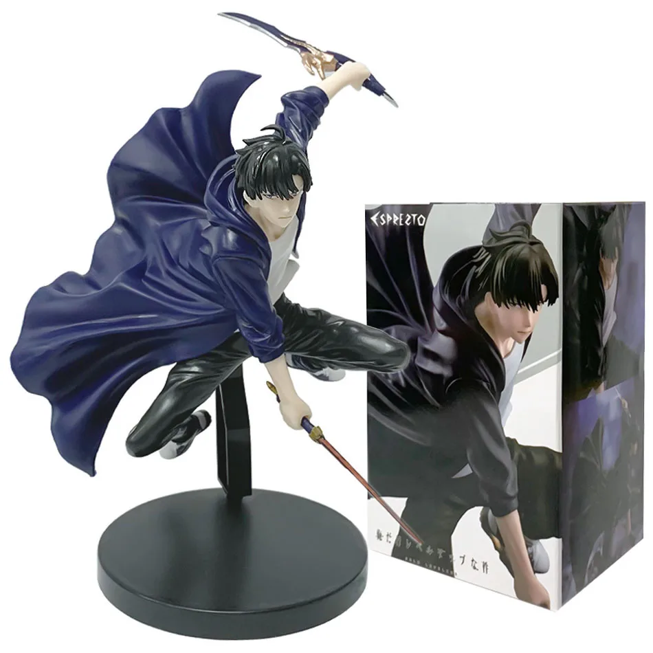 Figura niveladora individual de Anime, 18cm, personaje de acción Sung Jin-Woo, versión de batalla, modelo de Pvc, juguetes, decoración de escritorio, regalos de cumpleaños