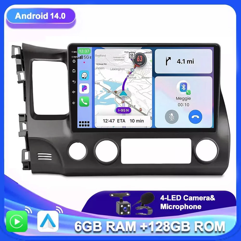 

Беспроводная Автомагнитола Carplay для Honda Civic 2005-2012, мультимедийный видеоплеер на Android, автомобильный 4G + wifi GPS Navi 2 din, головное устройство