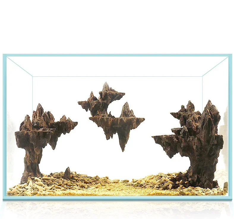 Aquarium Mountain View Stone Ornament Tree Rock Cave Landscape Artificial Fish Tank Decoration Accessories