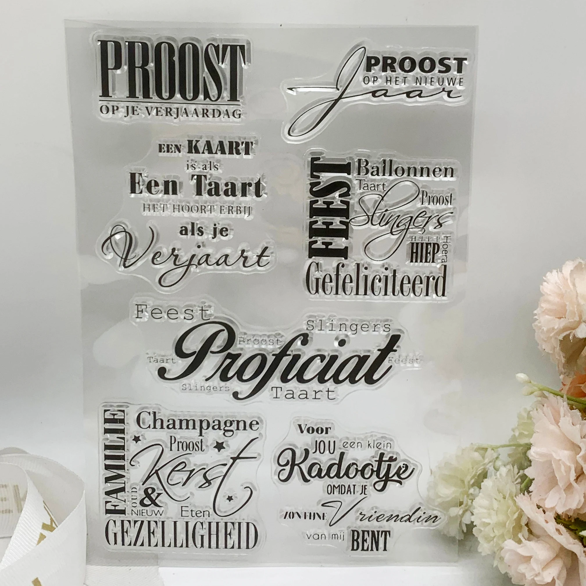 Hollandalı Kelime Metin Şeffaf Şeffaf Desen Pullar DIY Scrapbooking/Kart Yapımı/Çocuklar Chri stma Eğlenceli Dekorasyon Malzemeleri