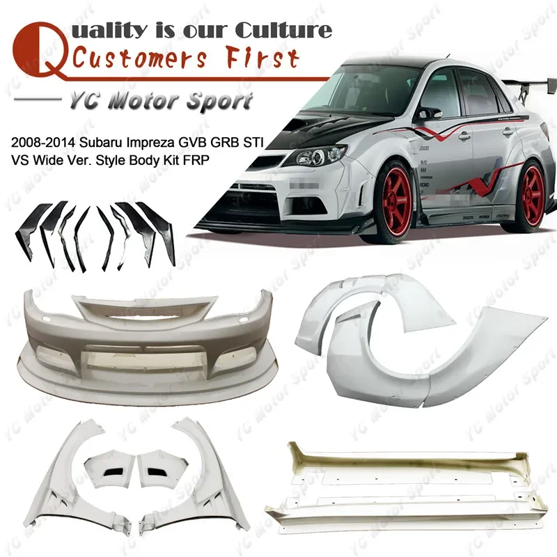 

Стекловолокно FRP Ver. Стильный обвес для Impreza WRX STI GVB 2008-2014, комплект Wide Body Kit: бампер, диффузор, крылья, боковые пороги.