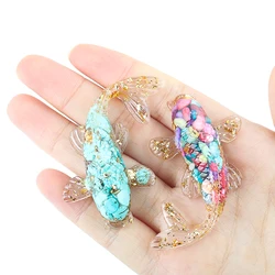1PC Natural Crystal Gravel Drops Glue Fish Koi Original Stone Ornament Office Desktop Feng Shui Accessories Gift DIY Decorations