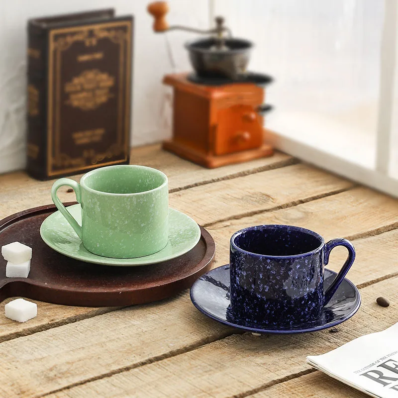 200ml Ceramic Coffee Cup European Minimalist Style Set Kiln Transformation Creative Hotel Restaurant Universal Coffee Cup Plate