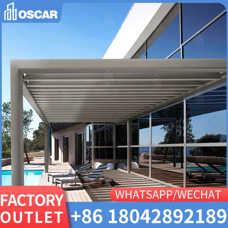 

Outdoor Bioclimatic Pergolas Automatic Adjustable Rotatable Louver Roof Canopy Waterproof Aluminum Motorized Pergola