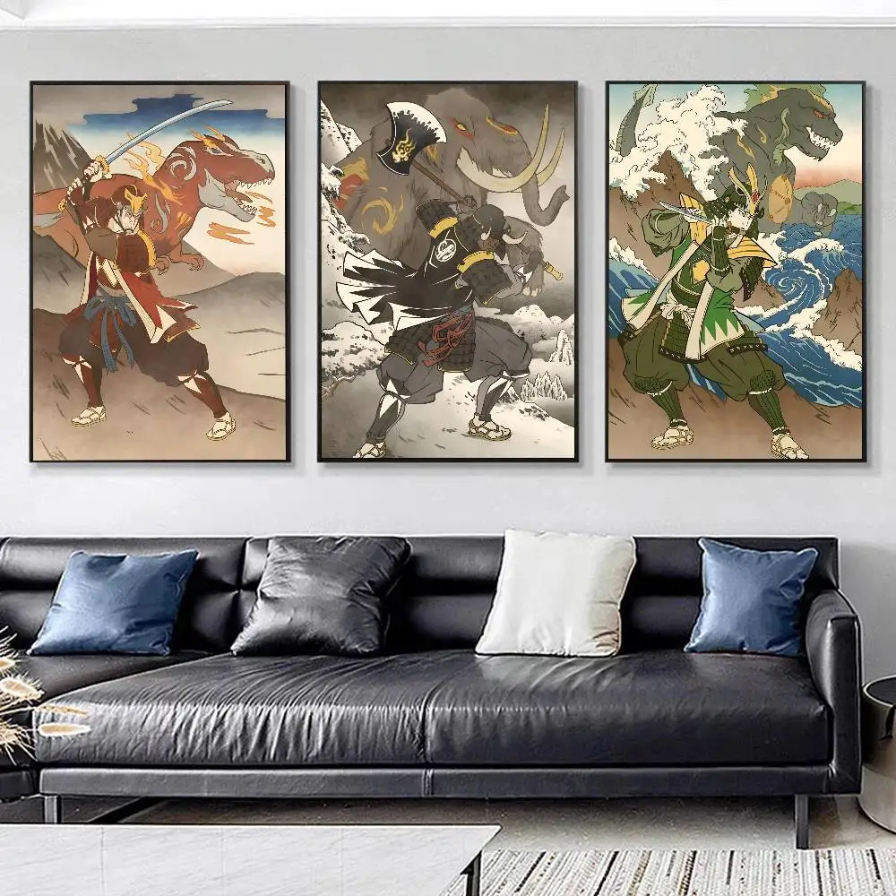 Japanese Anime The King of Terror Dinosaur Shark Posters HD Print Vintage Wall Art Decor for Home Study Room