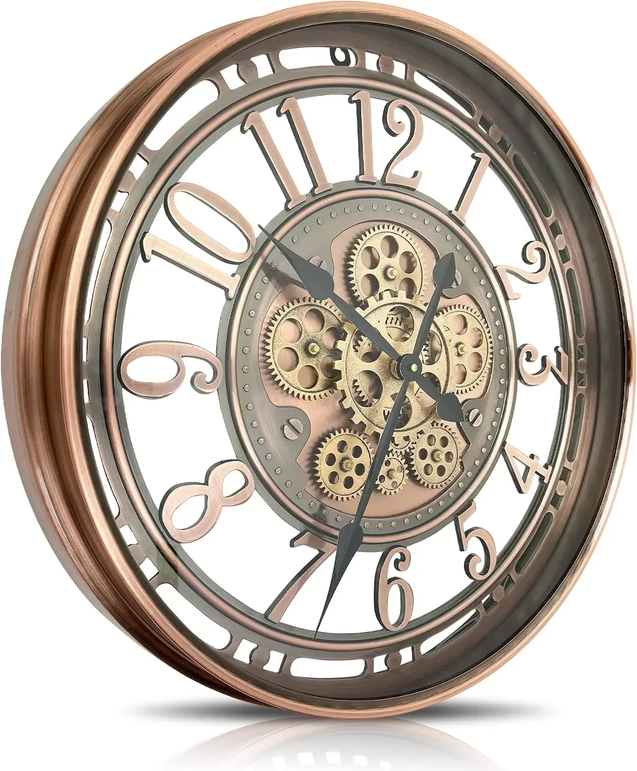 Real Moving Gears Wall Clock Large Modern Clocks for Living Room Decor, Industrial Steampunk Unique Vintage Rustic Decorative Cl