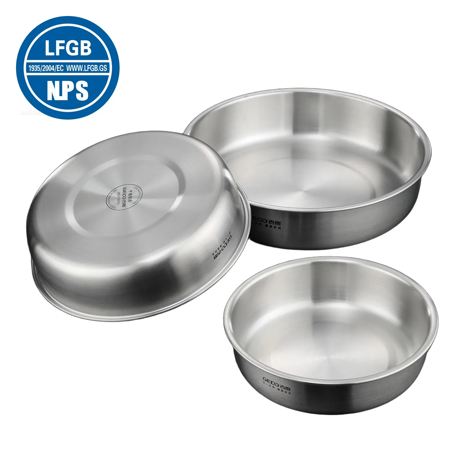 LFGB Certification 304 Stainless Steel Fruit Bowl 18~26cm Diameter Ultra Thick 0.7mm Fall Resistant Basin for Main Course