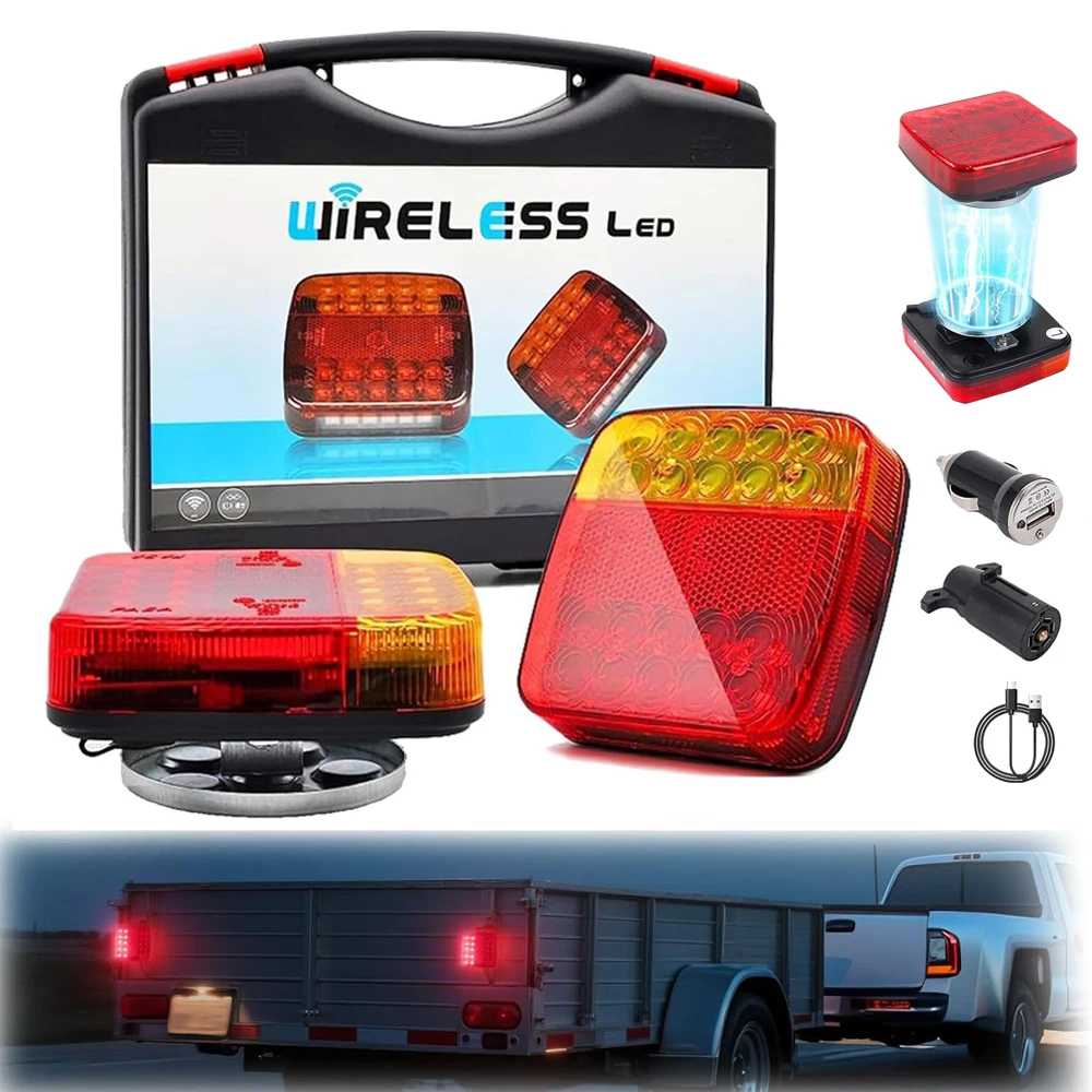 

Magnetic Wireless LED Trailer Rear Taillight Signal Warning Brake Lamp Truck Tail Light For Caravan RV Camper Lorry Truck