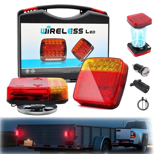 Luz trasera LED inalámbrica magnética para remolque, señal de advertencia, lámpara de freno, luz trasera para camión, caravana, RV, camión